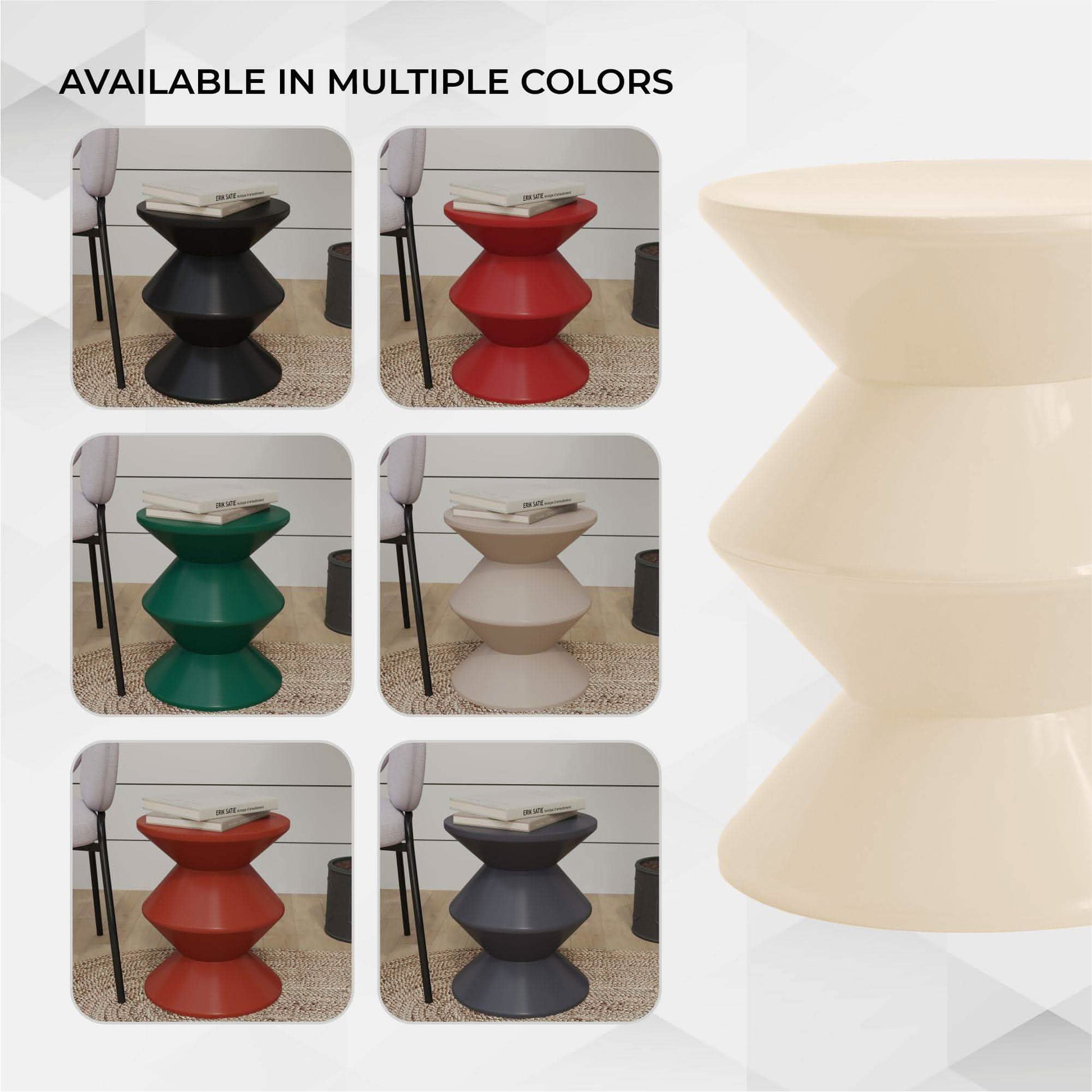 Aura Round Side Table in ABS Plastic With Contemporary Double - Hourglass Design