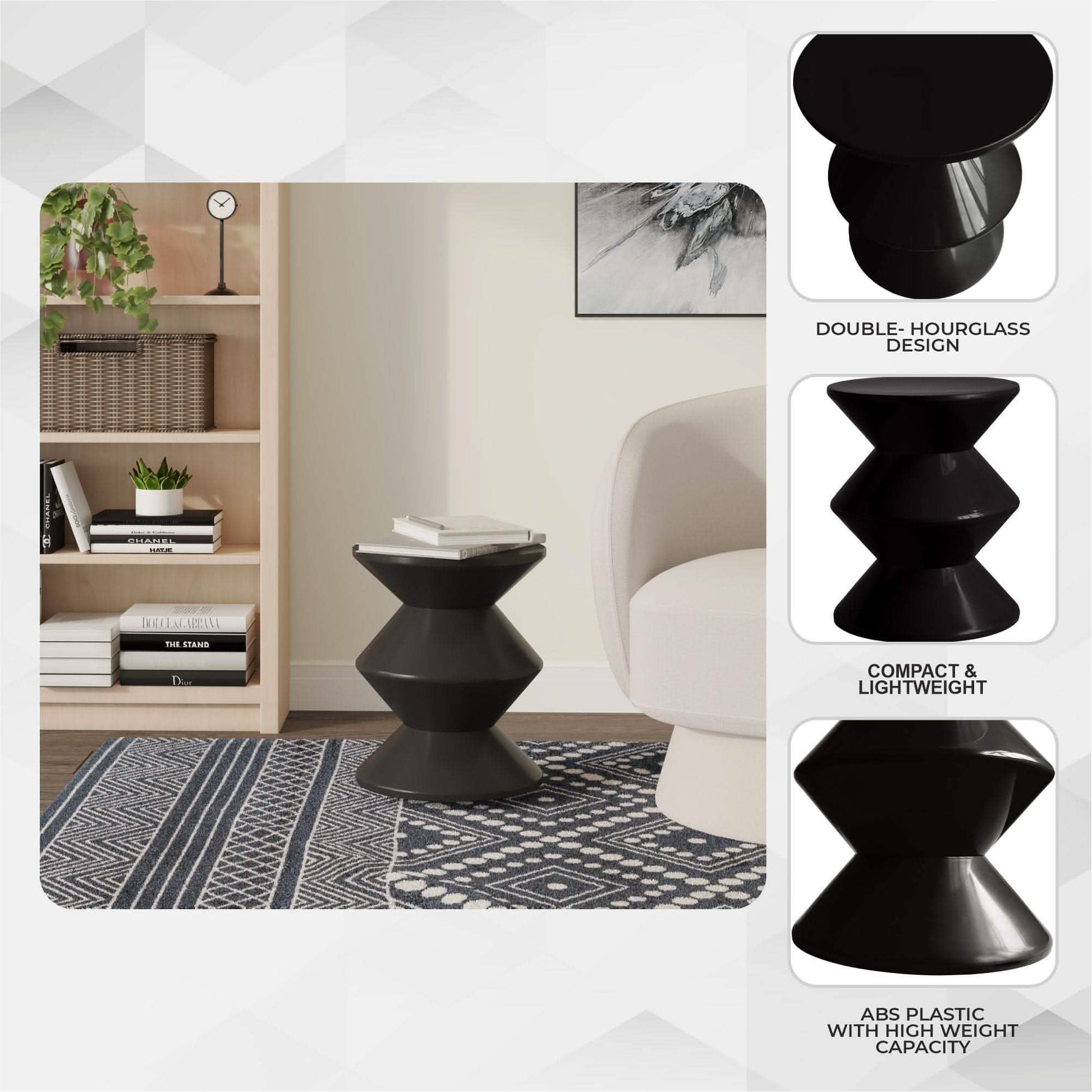 Aura Round Side Table in ABS Plastic With Contemporary Double - Hourglass Design