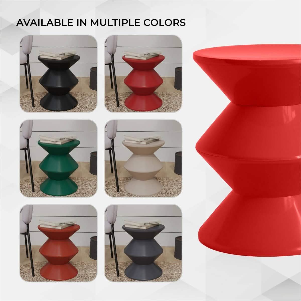 Aura Round Side Table in ABS Plastic With Contemporary Double - Hourglass Design