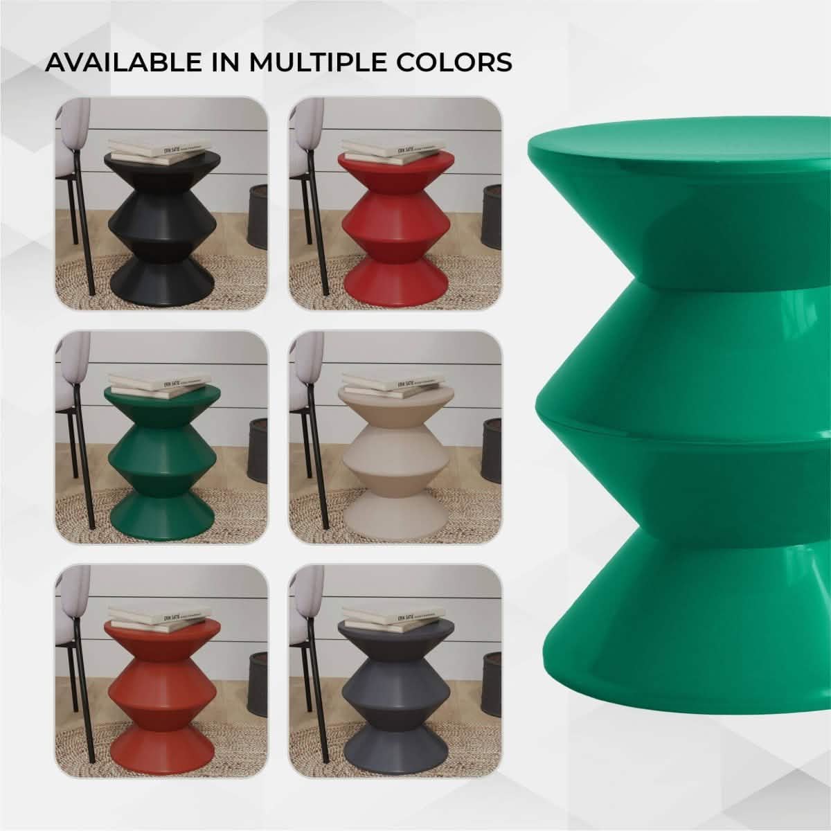 Aura Round Side Table in ABS Plastic With Contemporary Double - Hourglass Design