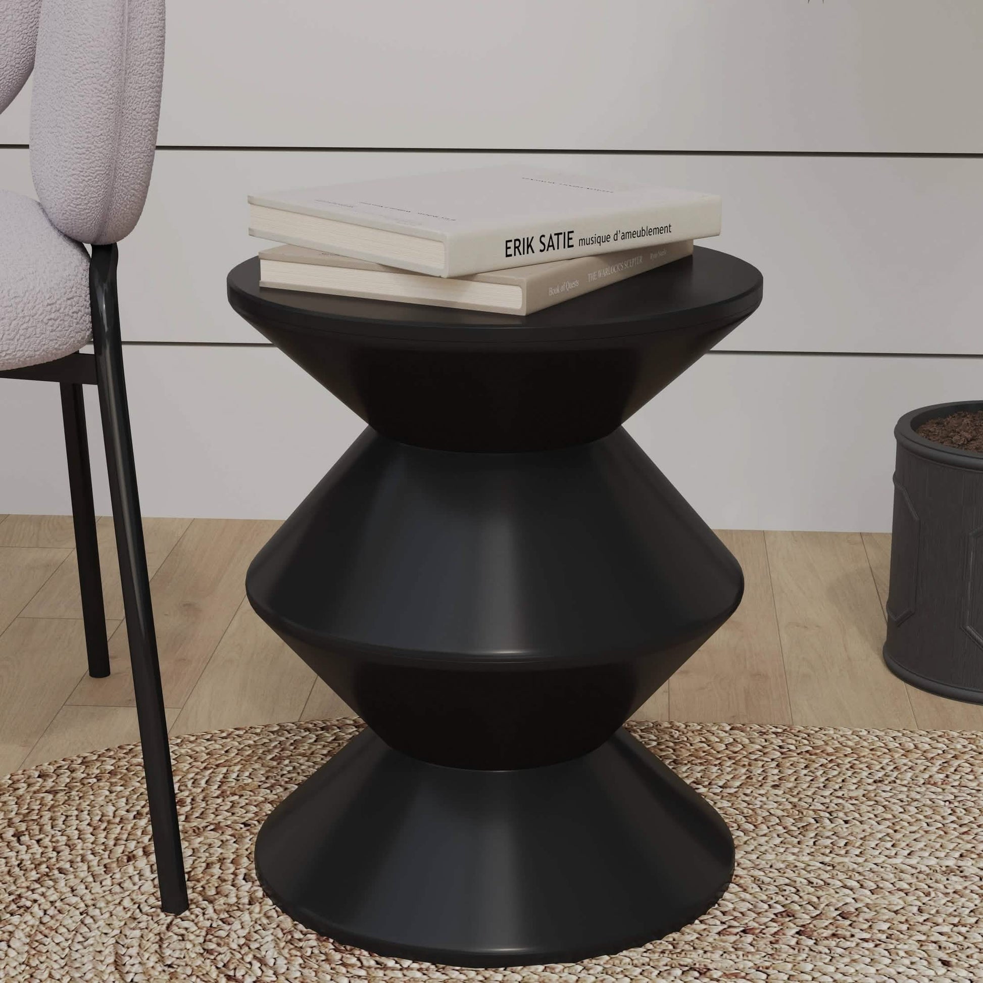 Aura Round Side Table in ABS Plastic With Contemporary Double - Hourglass Design
