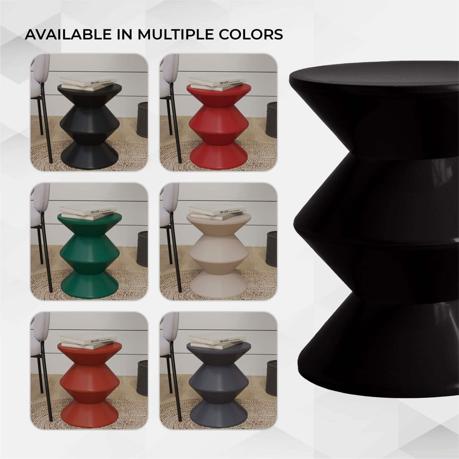 Aura Round Side Table in ABS Plastic With Contemporary Double - Hourglass Design
