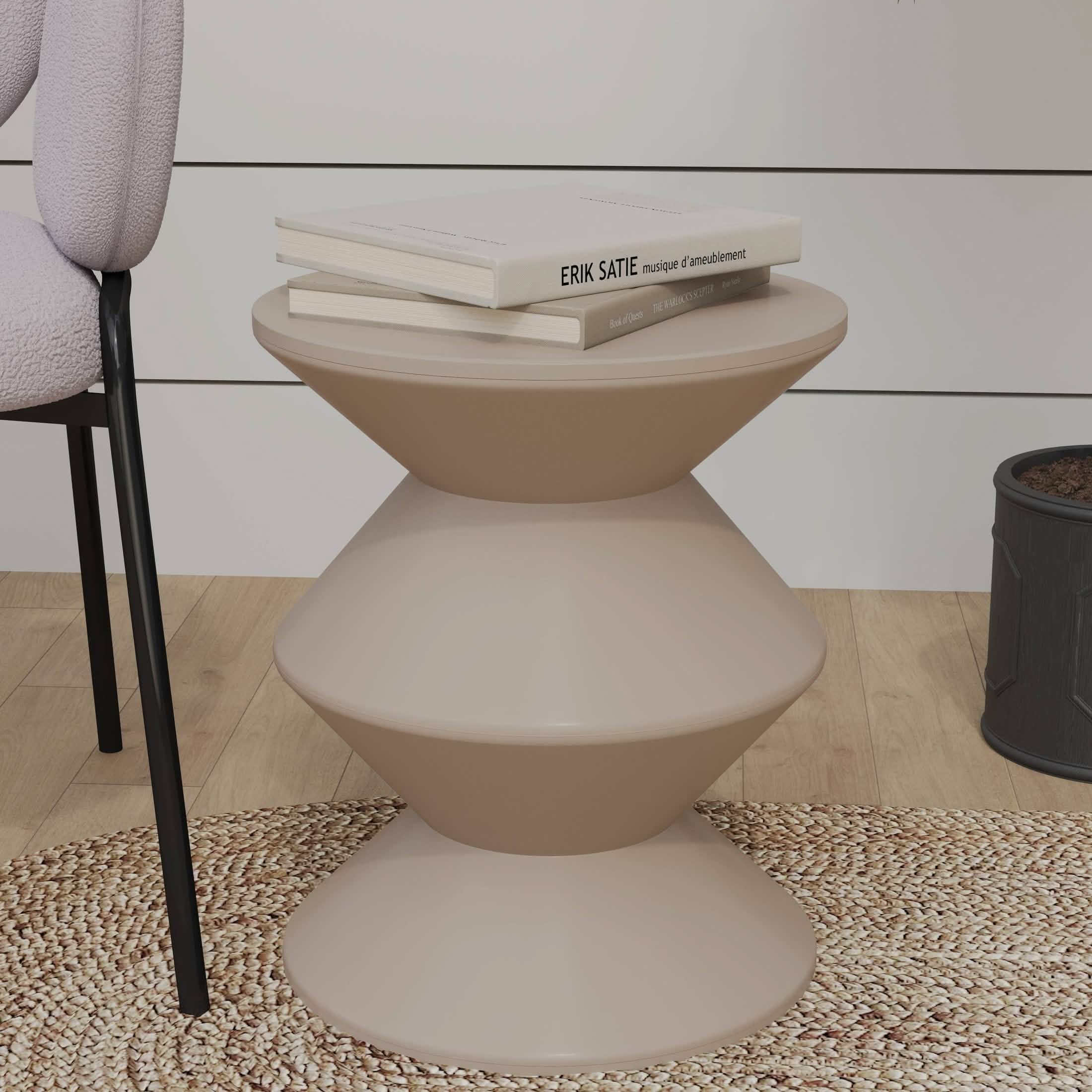Aura Round Side Table in ABS Plastic With Contemporary Double - Hourglass Design