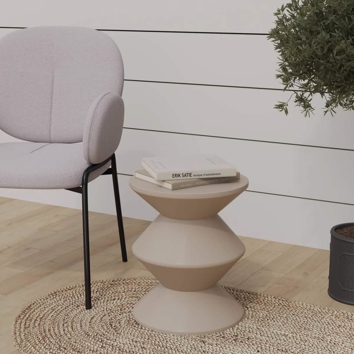 Aura Round Side Table in ABS Plastic With Contemporary Double - Hourglass Design