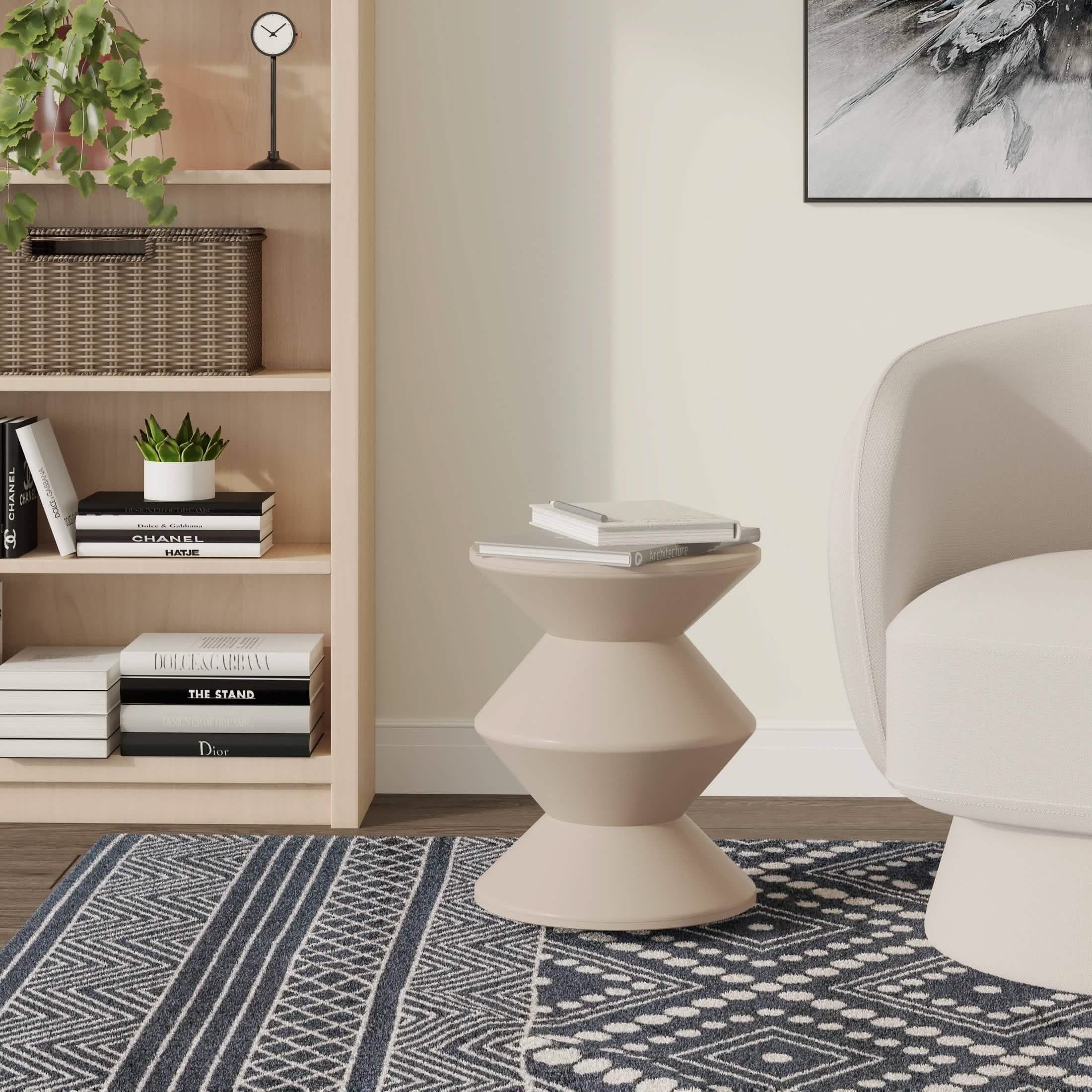 Aura Round Side Table in ABS Plastic With Contemporary Double - Hourglass Design