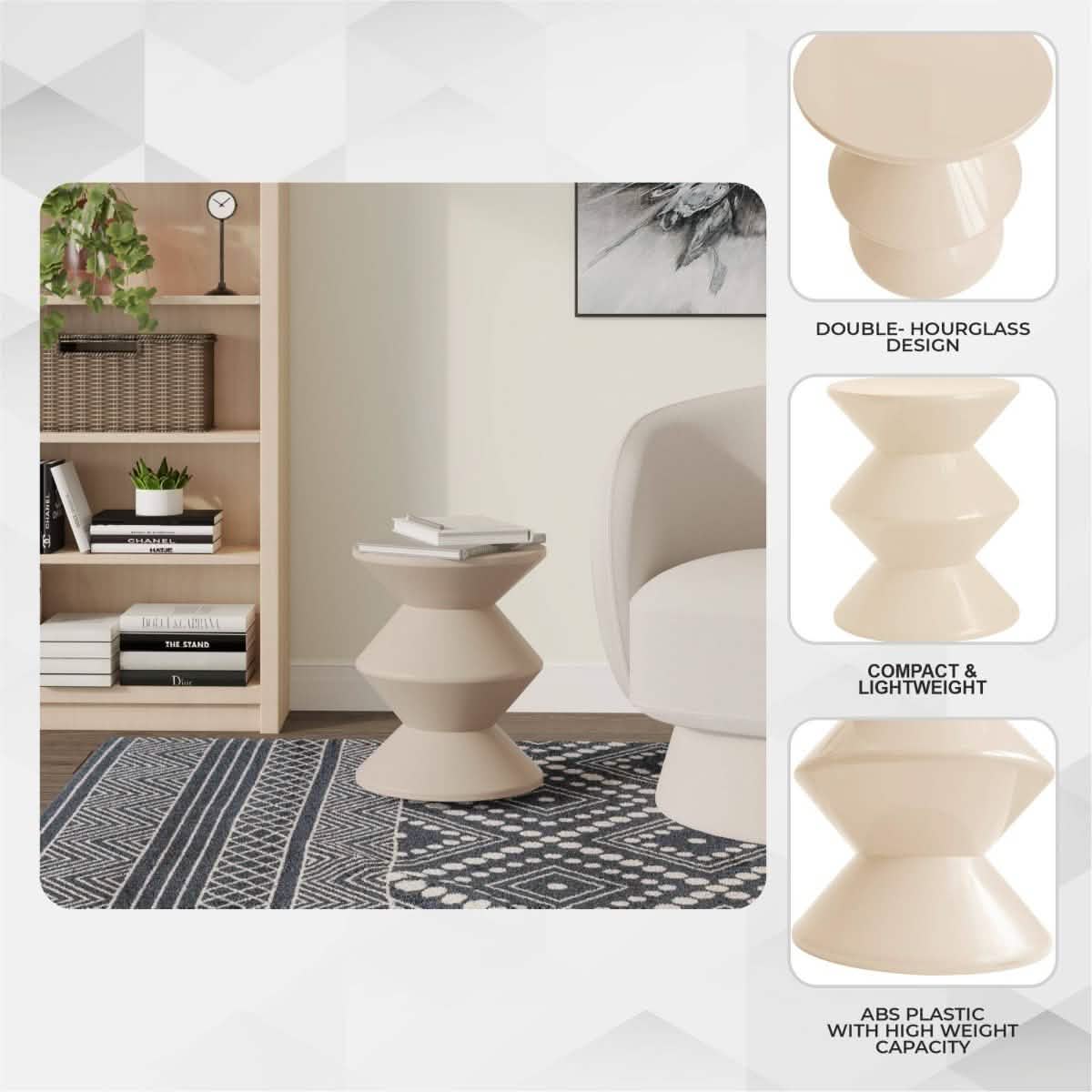 Aura Round Side Table in ABS Plastic With Contemporary Double - Hourglass Design