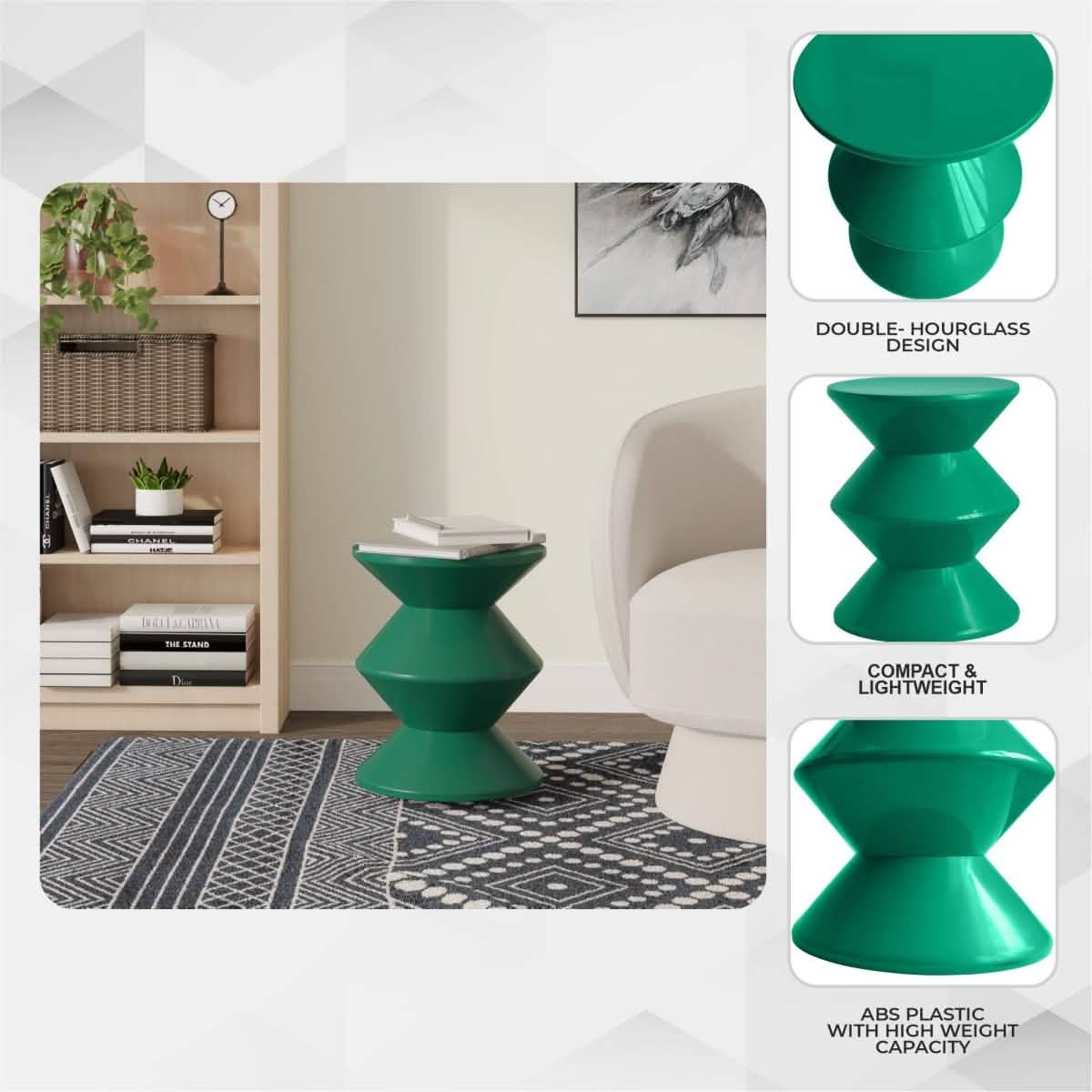 Aura Round Side Table in ABS Plastic With Contemporary Double - Hourglass Design