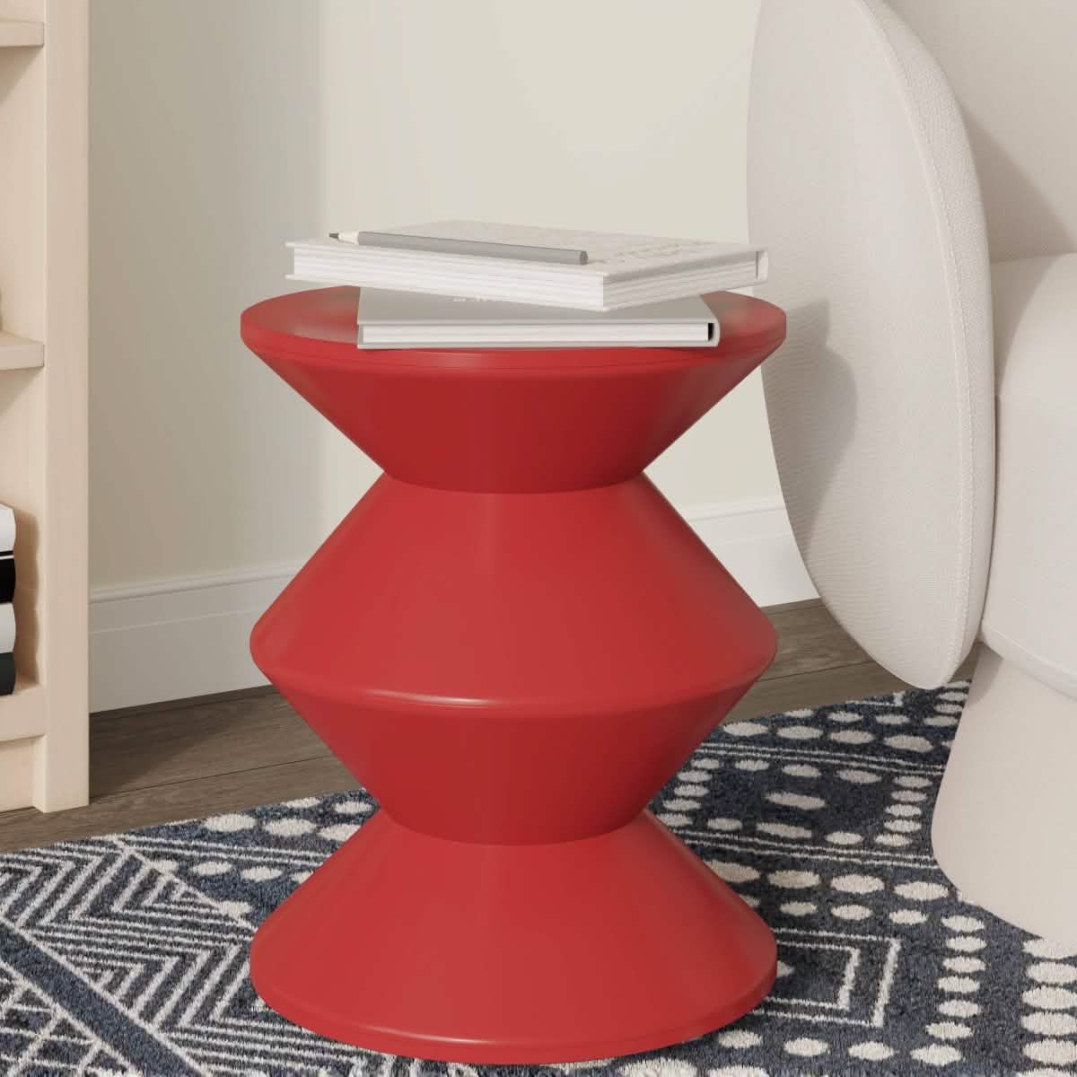 Aura Round Side Table in ABS Plastic With Contemporary Double - Hourglass Design