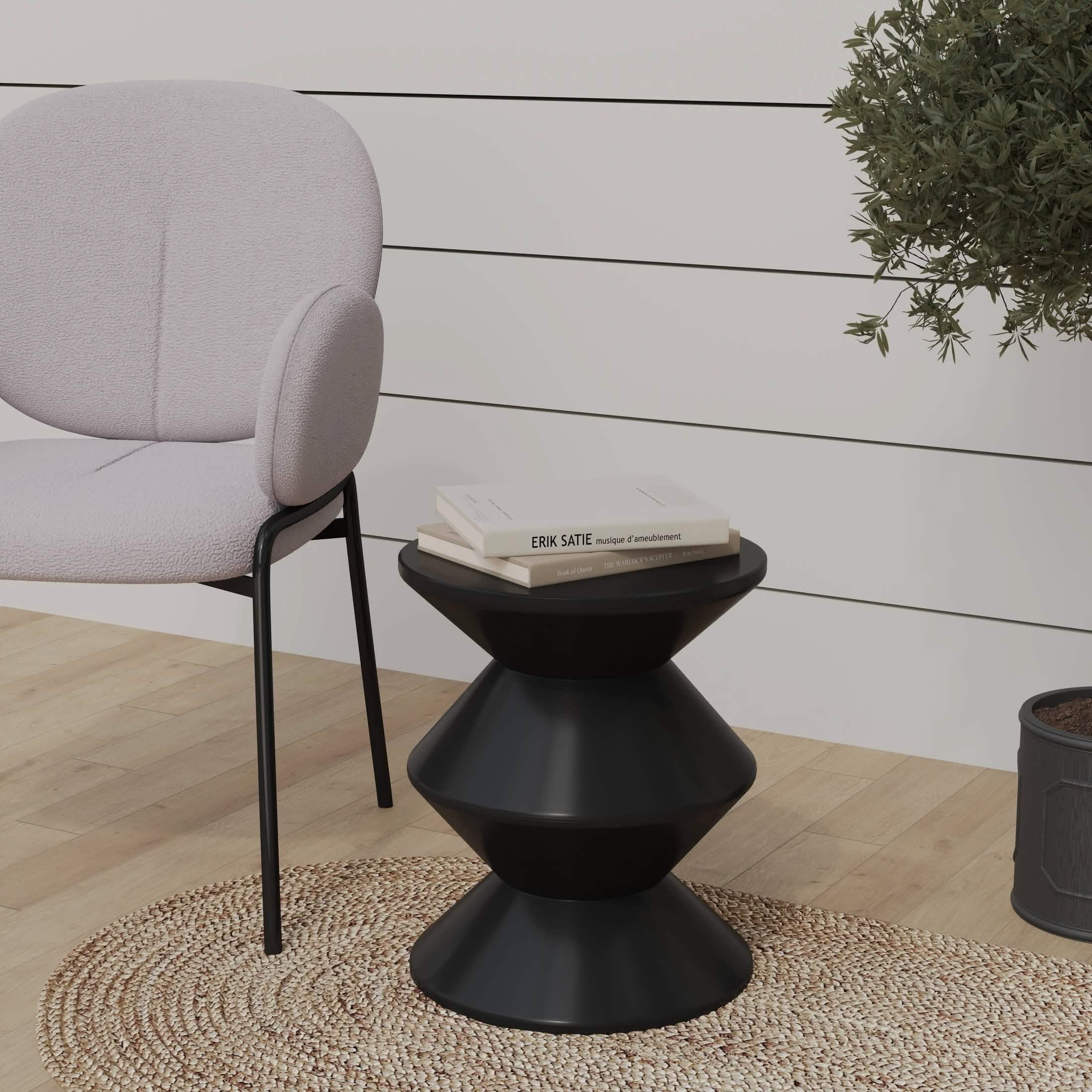 Aura Round Side Table in ABS Plastic With Contemporary Double - Hourglass Design