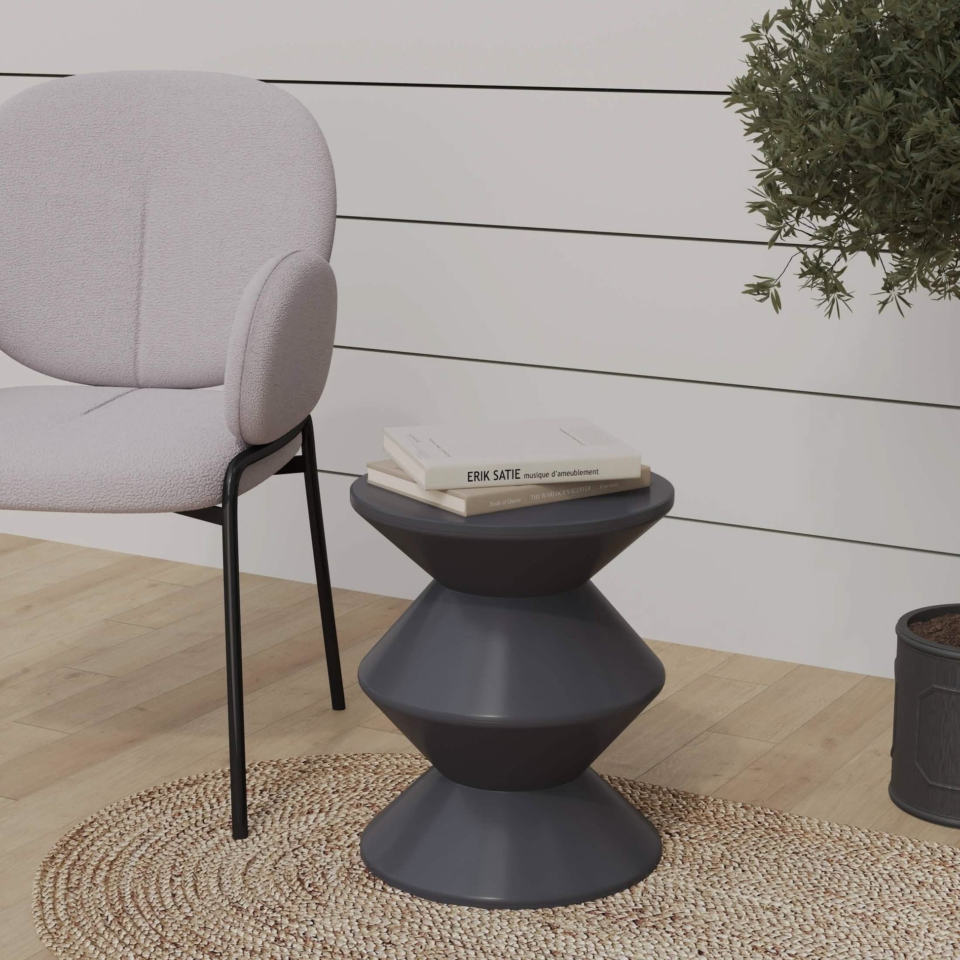 Aura Round Side Table in ABS Plastic With Contemporary Double - Hourglass Design