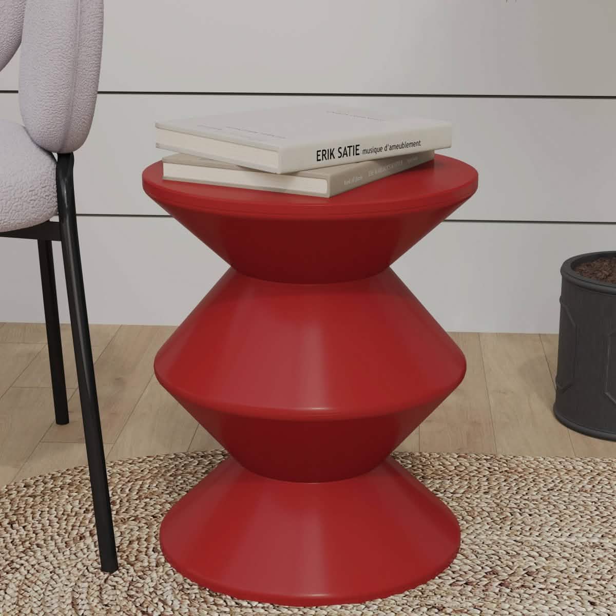 Aura Round Side Table in ABS Plastic With Contemporary Double - Hourglass Design