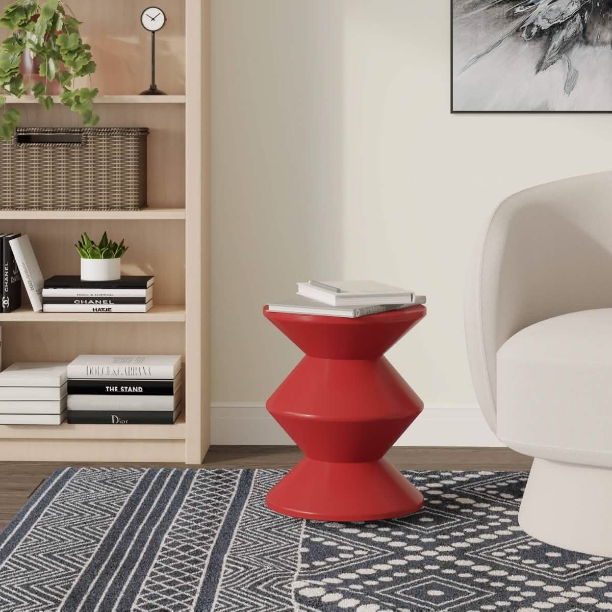 Aura Round Side Table in ABS Plastic With Contemporary Double - Hourglass Design
