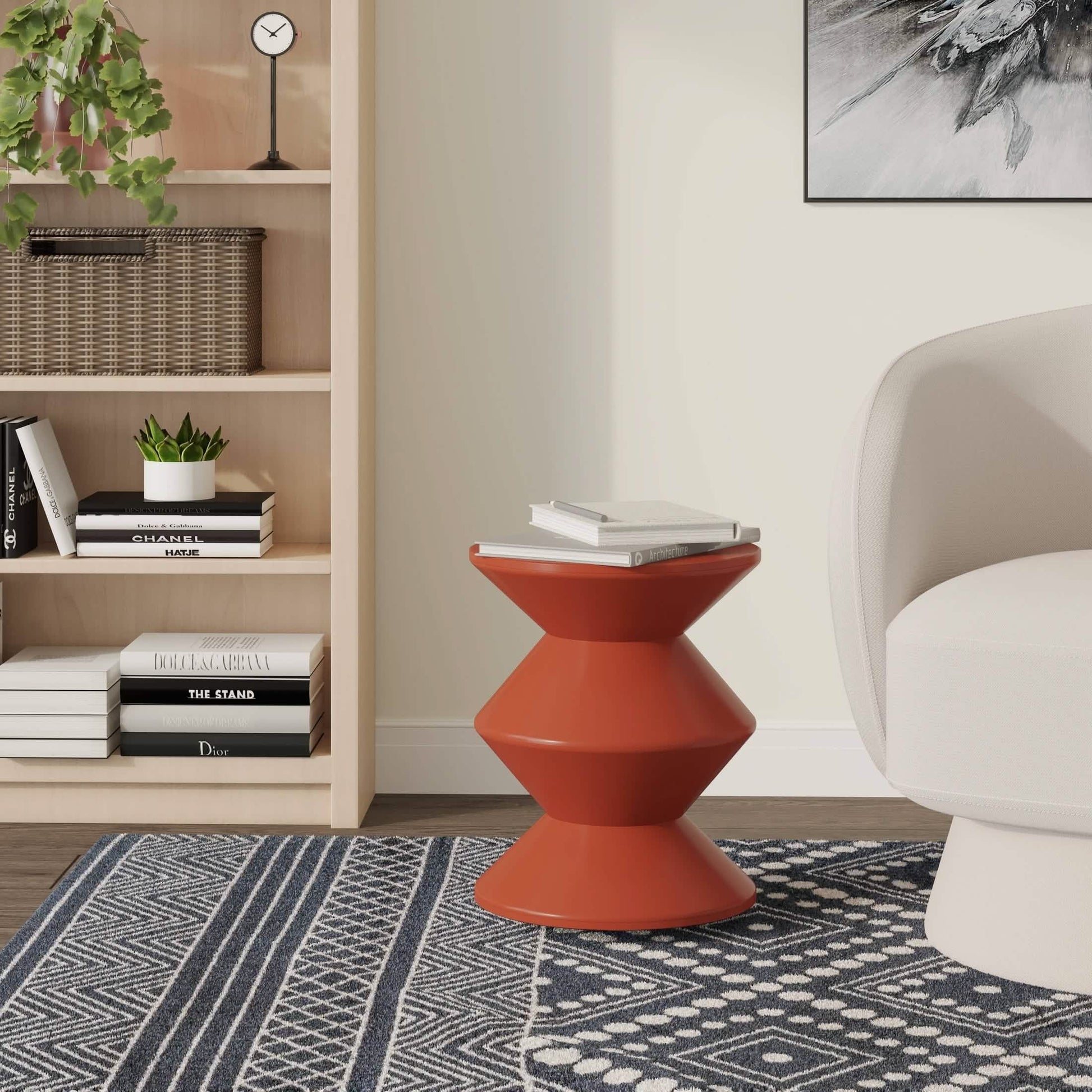 Aura Round Side Table in ABS Plastic With Contemporary Double - Hourglass Design