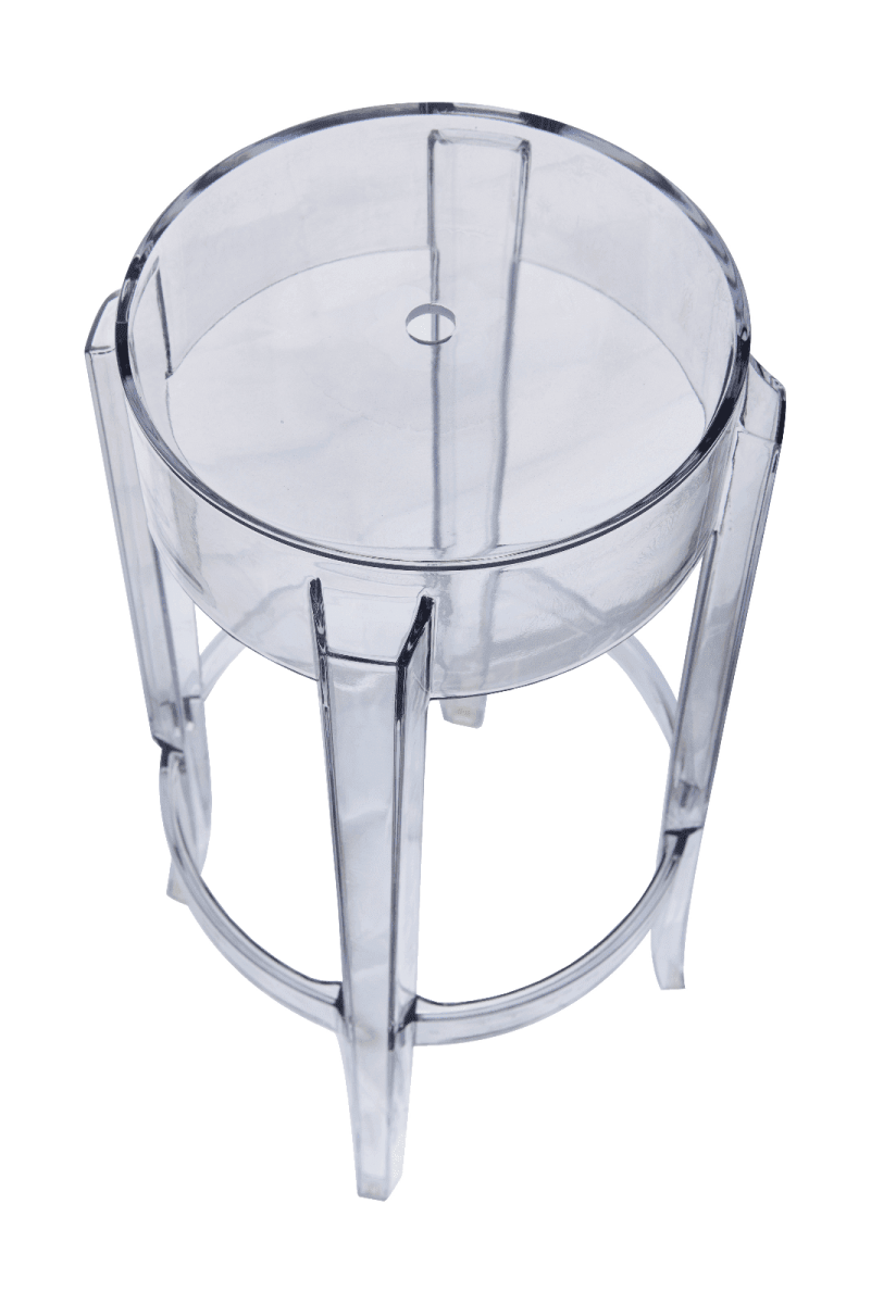 Averill Mid Century Modern Plastic Barstool with Clear Acrylic Seat and Legs for Kitchen and Dining Room