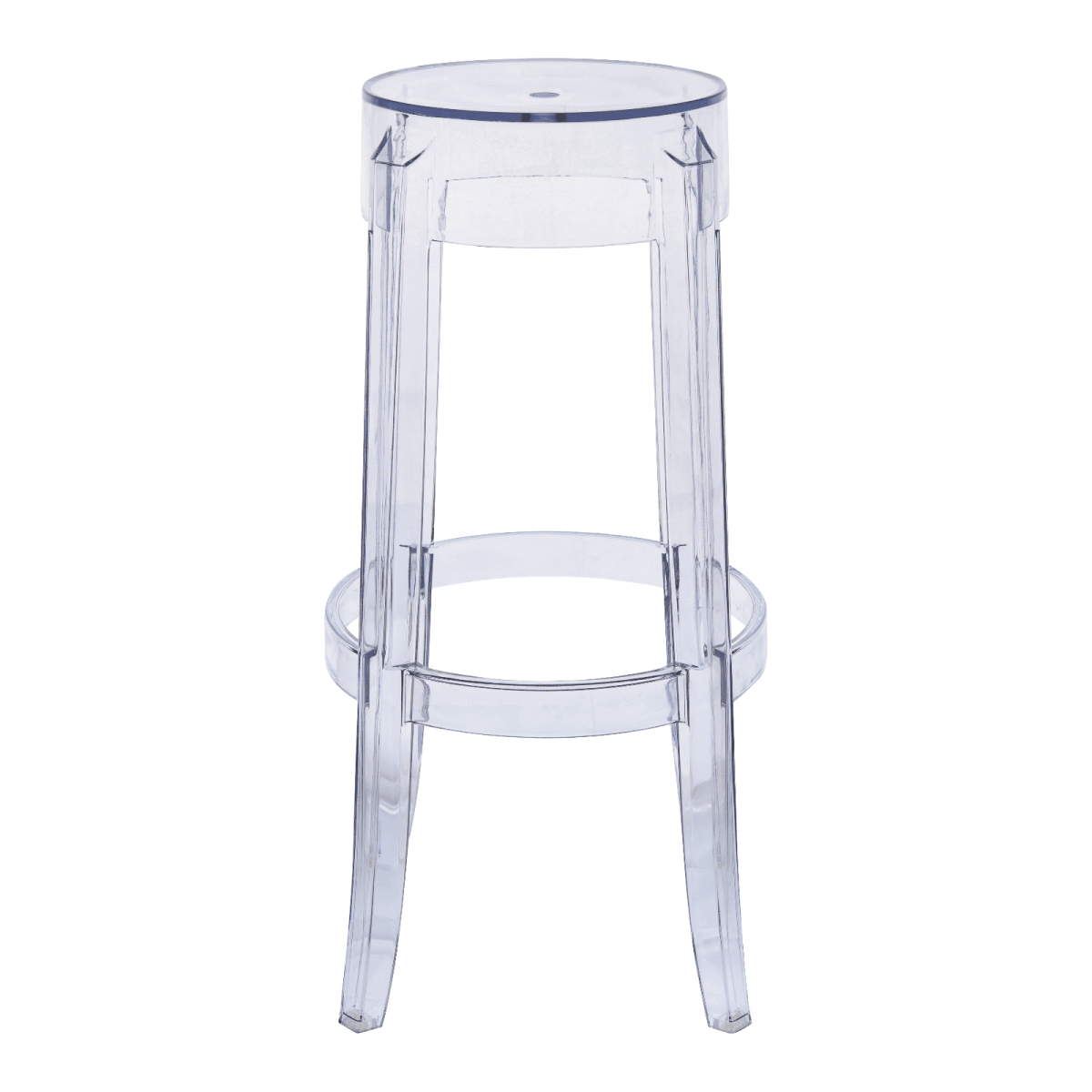 Averill Mid Century Modern Plastic Barstool with Clear Acrylic Seat and Legs for Kitchen and Dining Room
