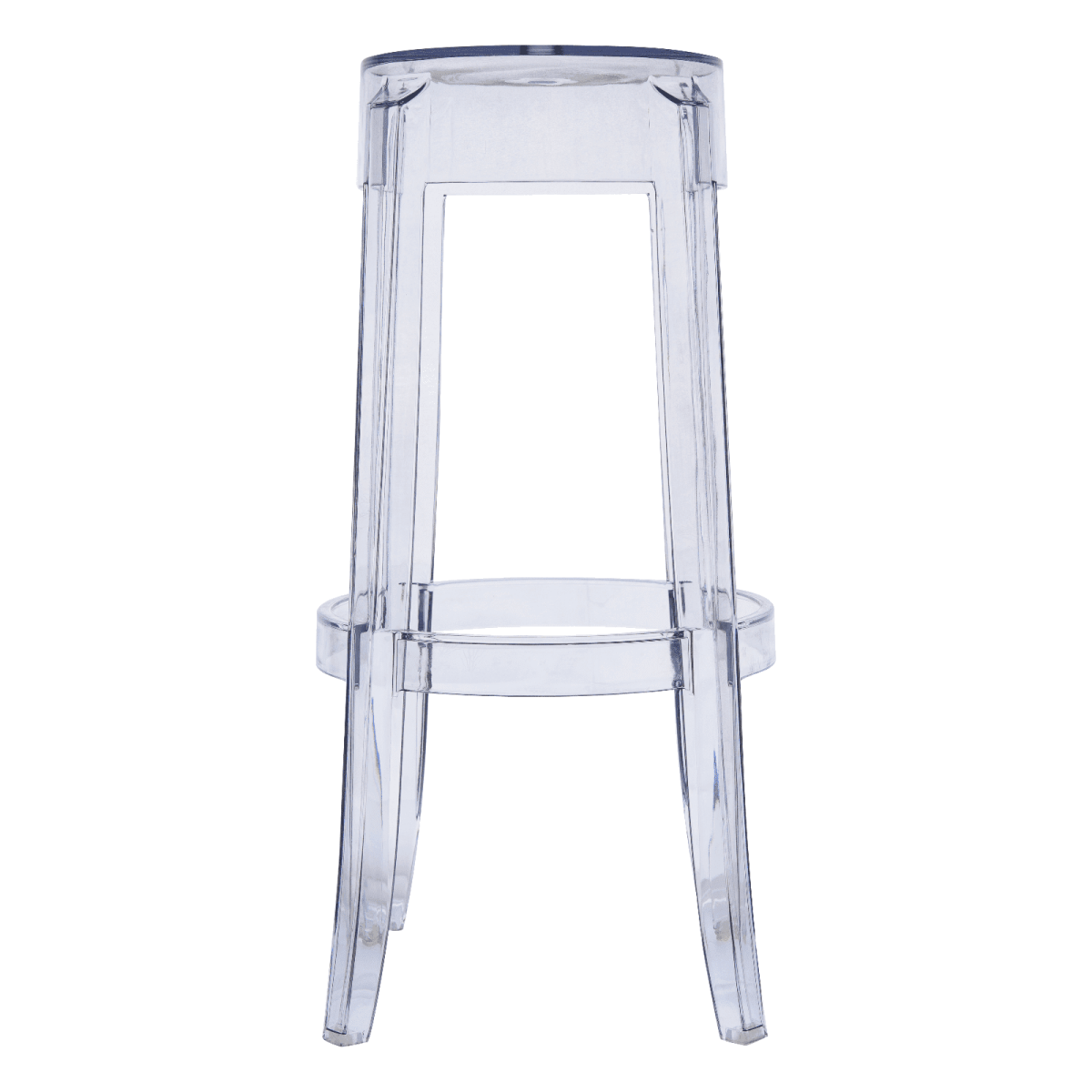 Averill Mid Century Modern Plastic Barstool with Clear Acrylic Seat and Legs for Kitchen and Dining Room