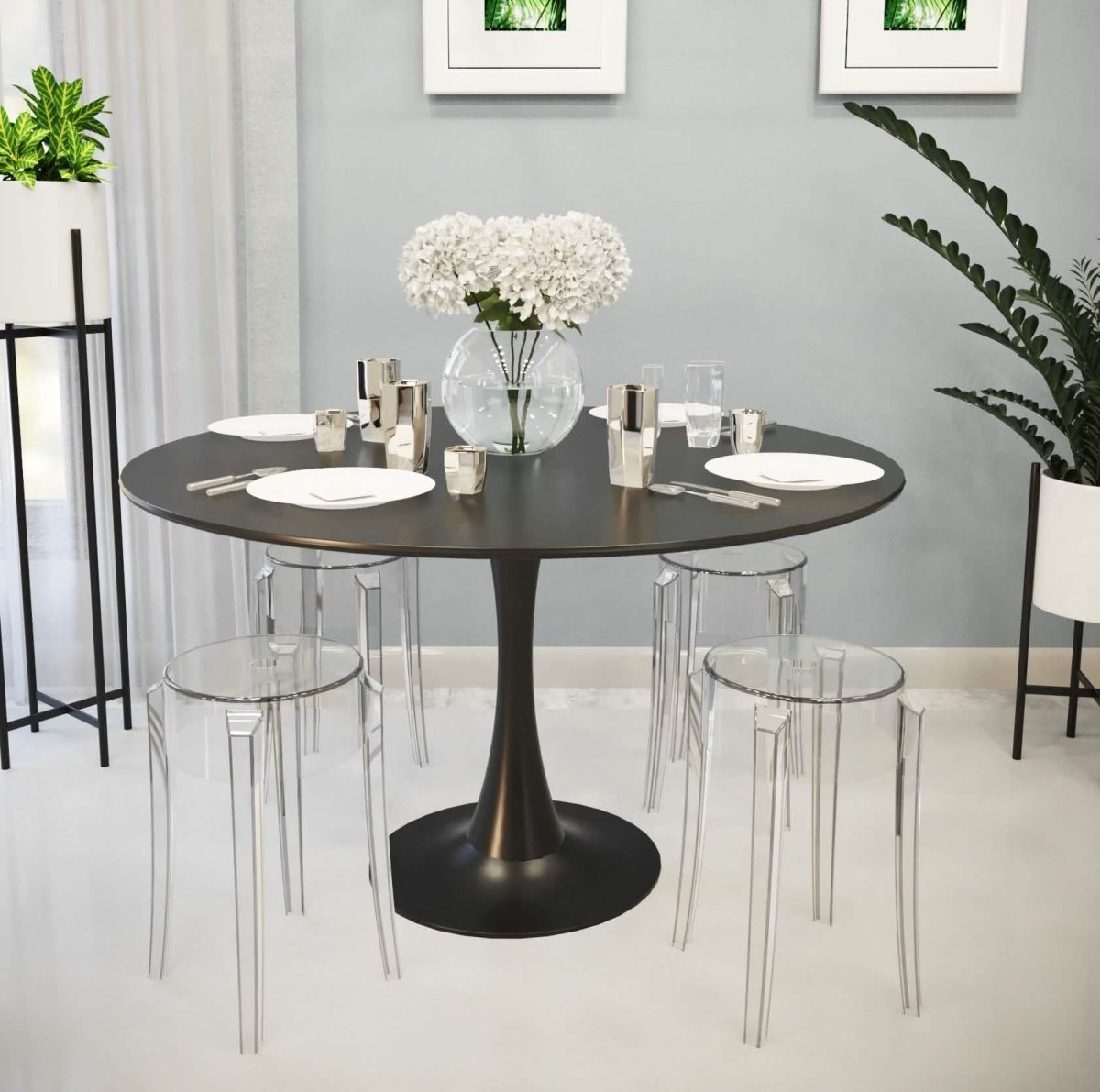 Averill Modern Plastic Dining Stool with Sturdy Seat and Legs for Kitchen and Dining Room