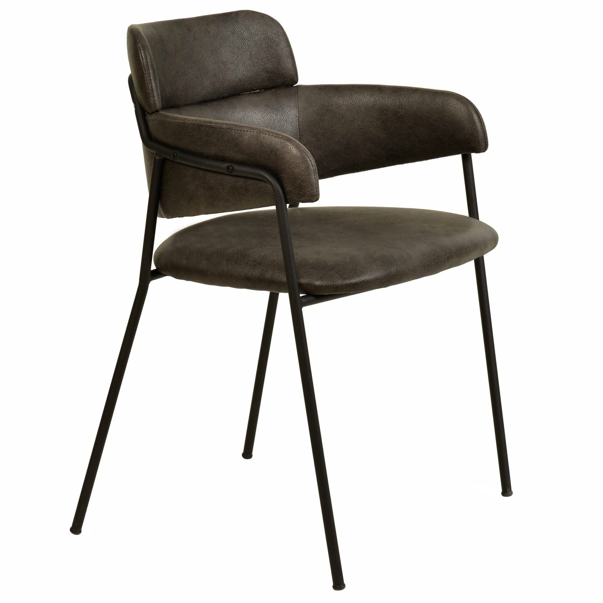 Axis Upholstered Dining Chair with Curved Open - Back and Arms and Black/Gold Stainless Steel Legs