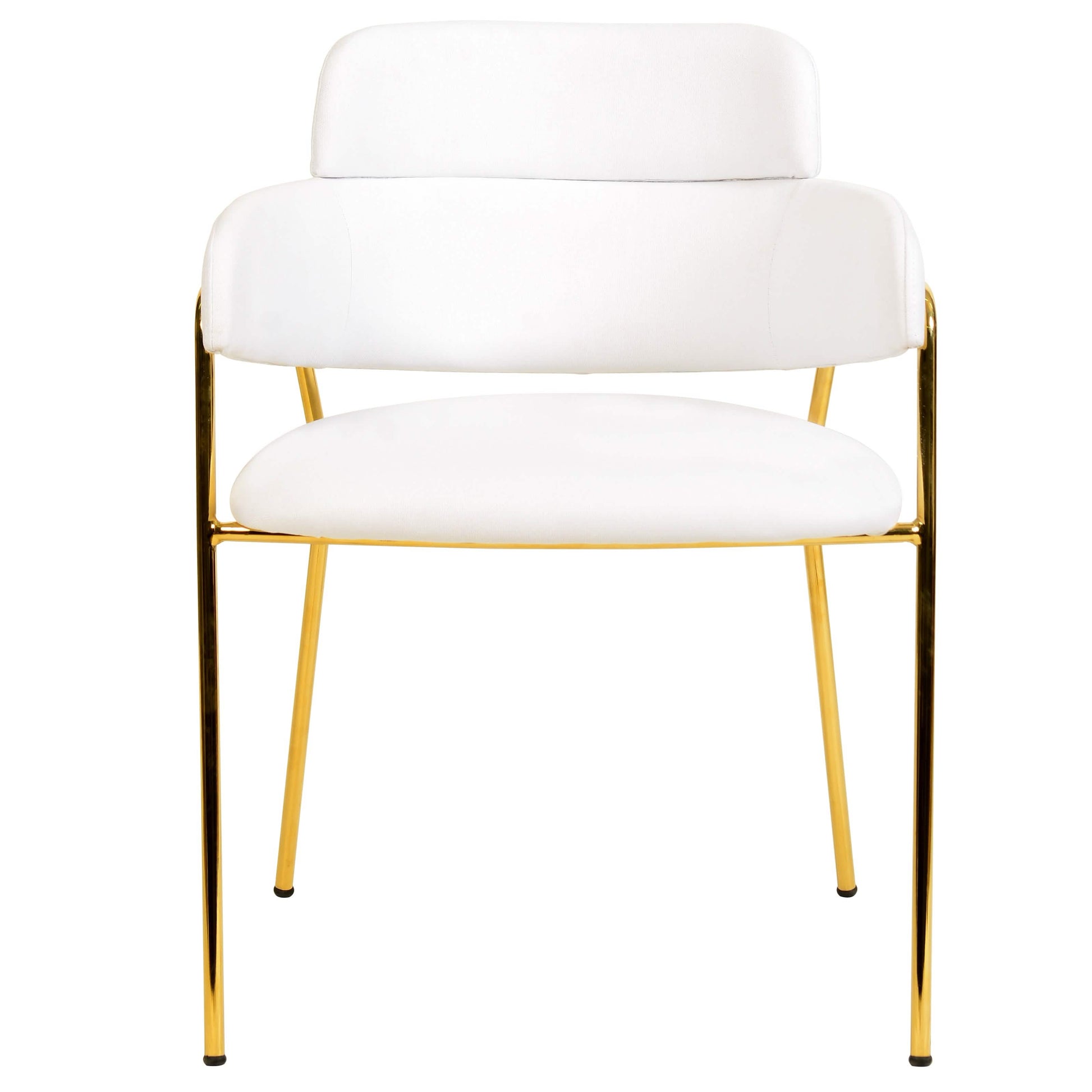 Axis Upholstered Dining Chair with Curved Open - Back and Arms and Black/Gold Stainless Steel Legs