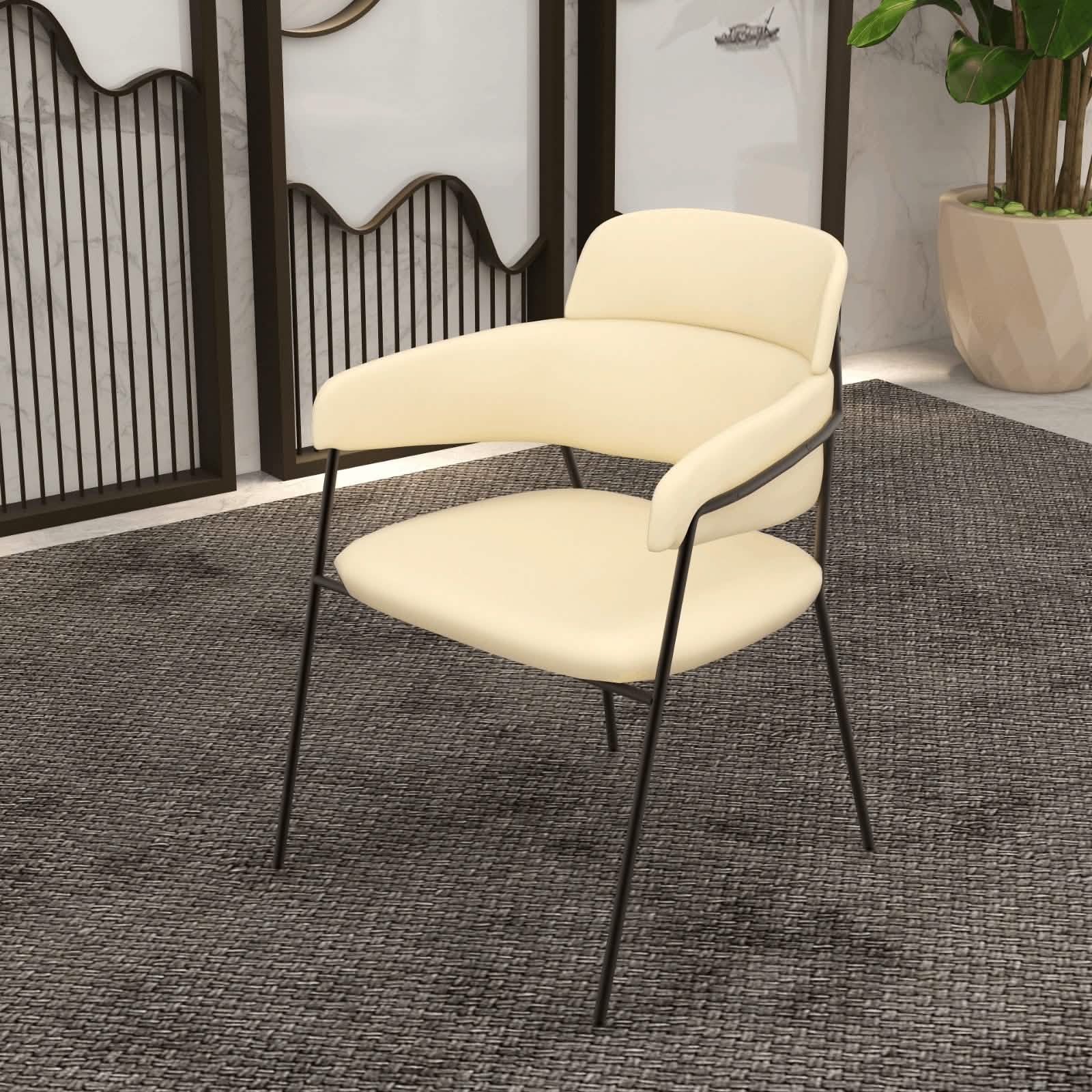 Axis Upholstered Dining Chair with Curved Open - Back and Arms and Black/Gold Stainless Steel Legs