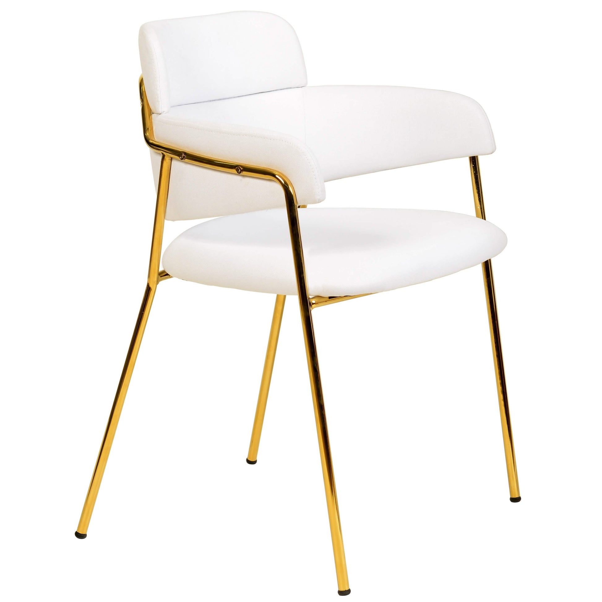 Axis Upholstered Dining Chair with Curved Open - Back and Arms and Black/Gold Stainless Steel Legs