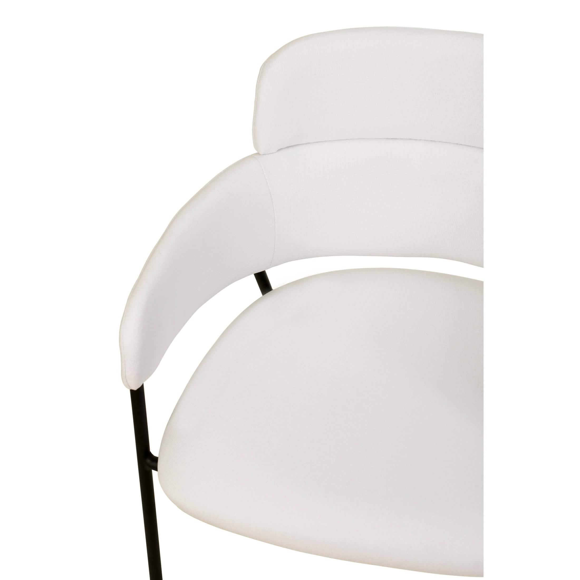 Axis Upholstered Dining Chair with Curved Open - Back and Arms and Black/Gold Stainless Steel Legs