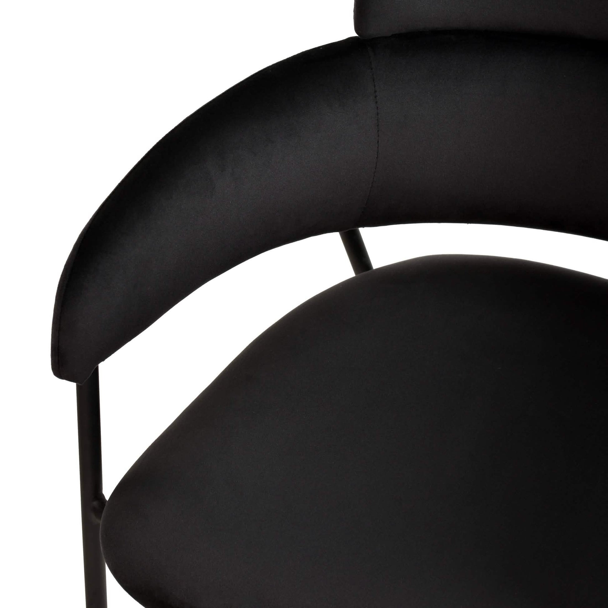 Axis Upholstered Dining Chair with Curved Open - Back and Arms and Black/Gold Stainless Steel Legs