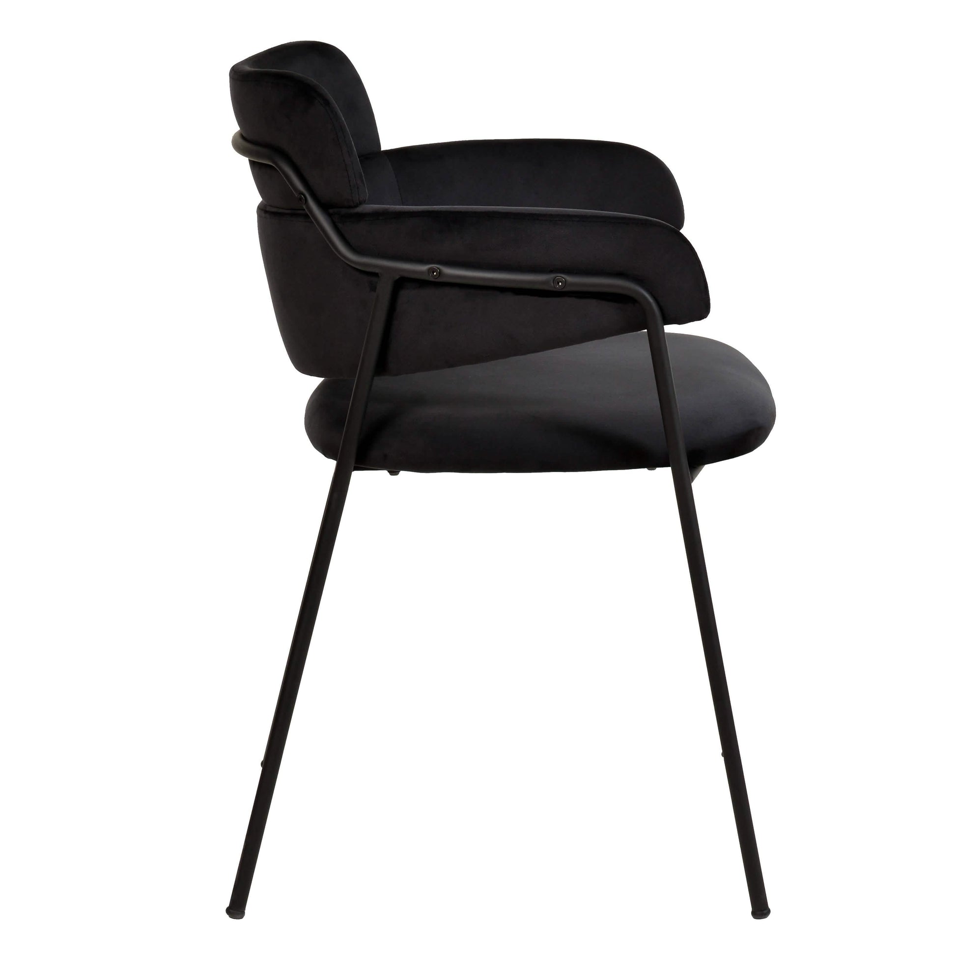 Axis Upholstered Dining Chair with Curved Open - Back and Arms and Black/Gold Stainless Steel Legs