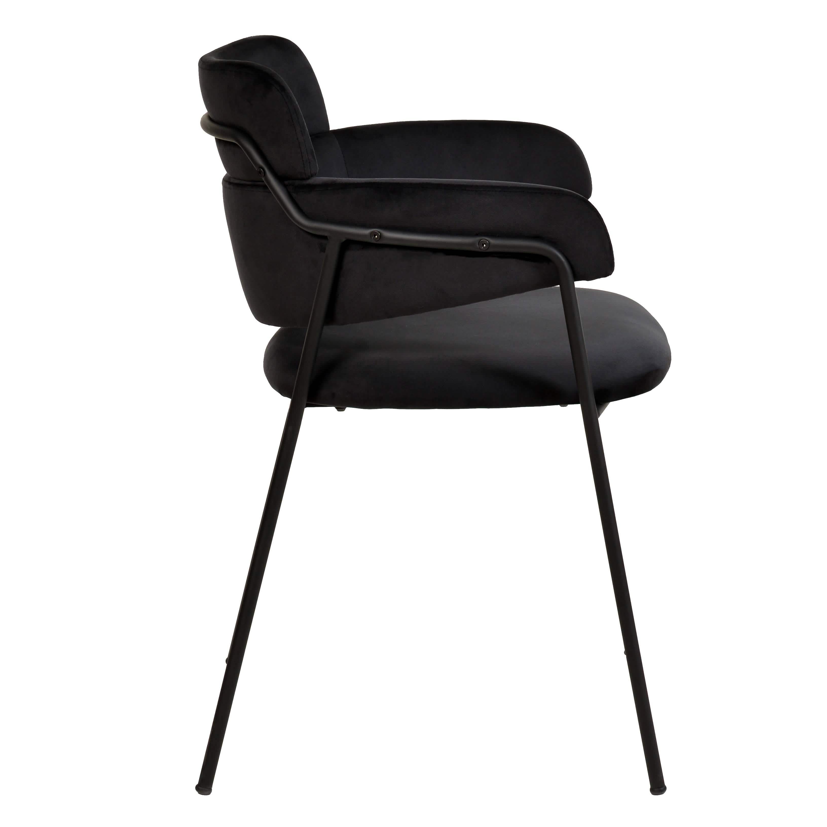 Axis Upholstered Dining Chair with Curved Open - Back and Arms and Black/Gold Stainless Steel Legs
