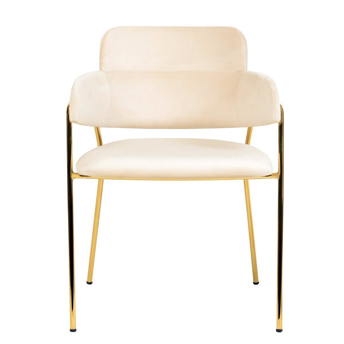 Axis Upholstered Dining Chair with Curved Open - Back and Arms and Black/Gold Stainless Steel Legs