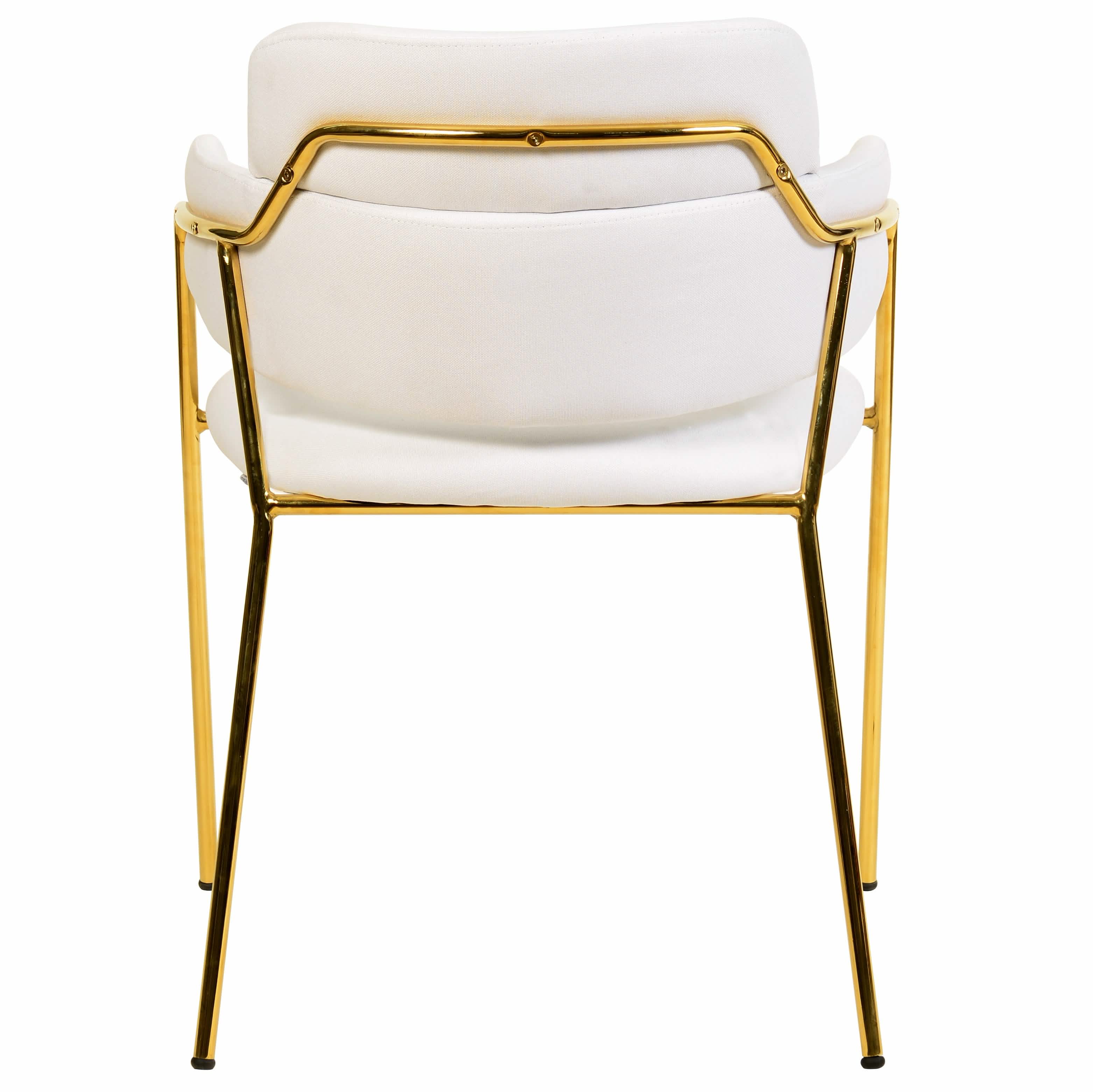 Axis Upholstered Dining Chair with Curved Open - Back and Arms and Black/Gold Stainless Steel Legs