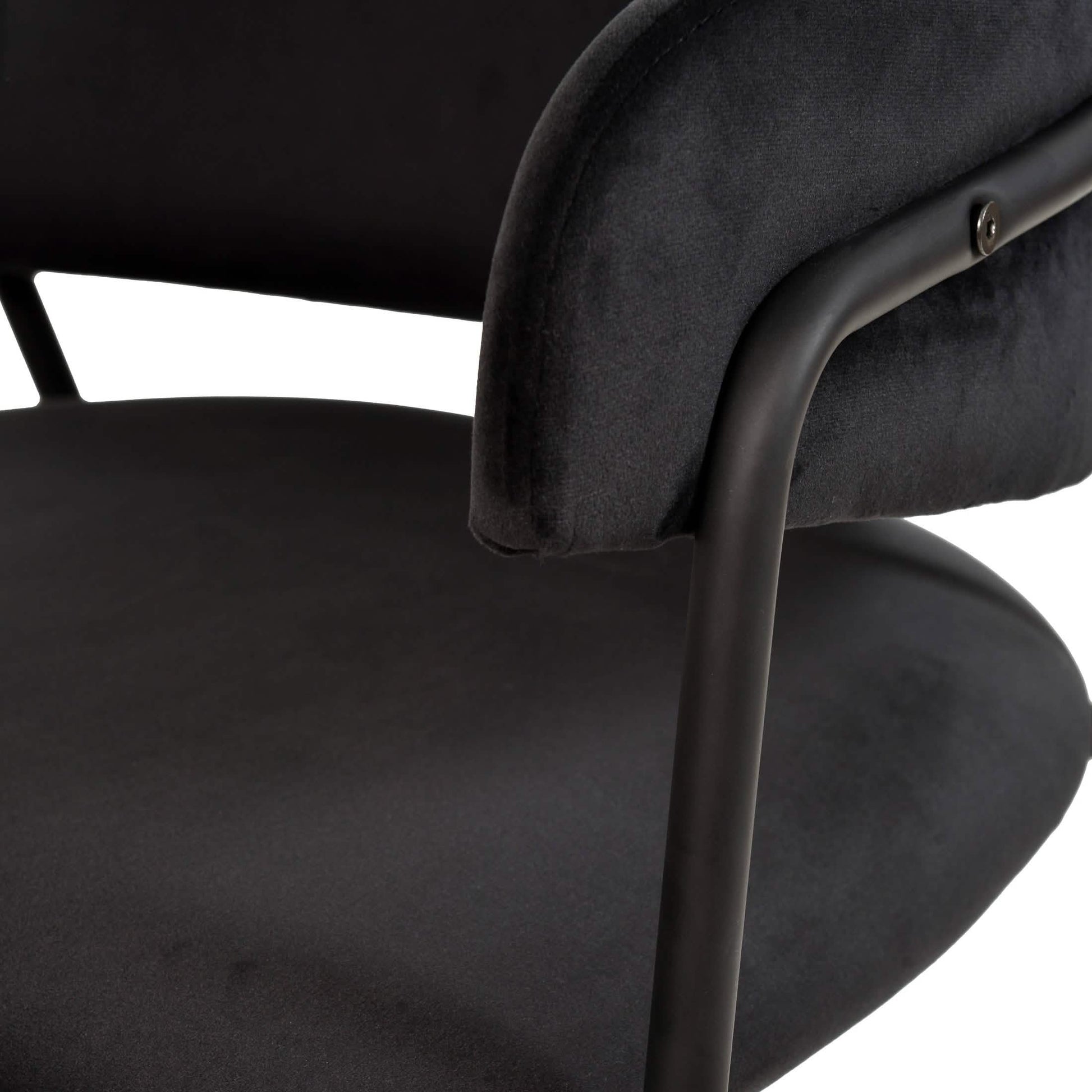 Axis Upholstered Dining Chair with Curved Open - Back and Arms and Black/Gold Stainless Steel Legs