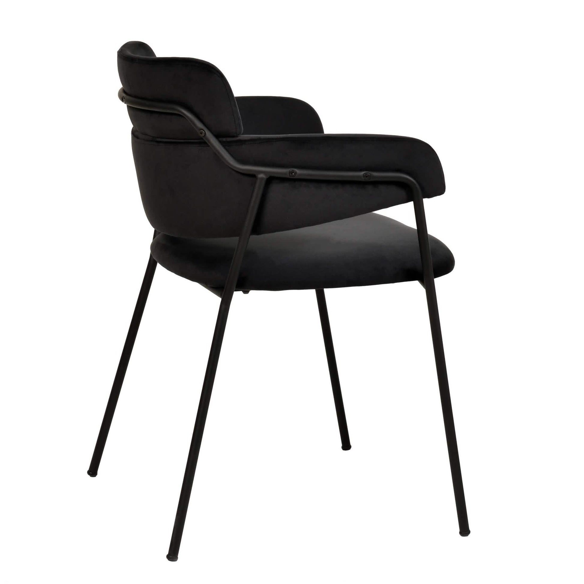 Axis Upholstered Dining Chair with Curved Open - Back and Arms and Black/Gold Stainless Steel Legs