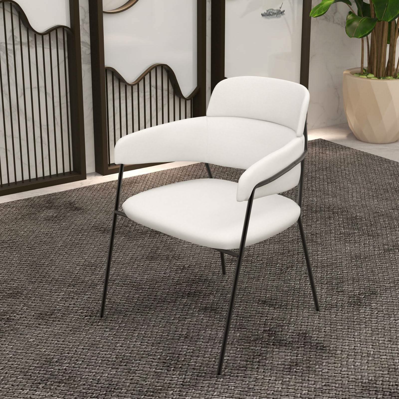 Axis Upholstered Dining Chair with Curved Open - Back and Arms and Black/Gold Stainless Steel Legs