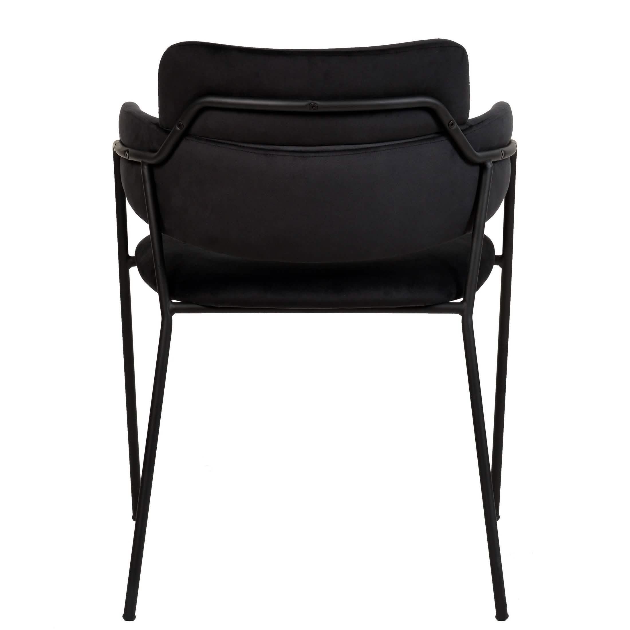 Axis Upholstered Dining Chair with Curved Open - Back and Arms and Black/Gold Stainless Steel Legs
