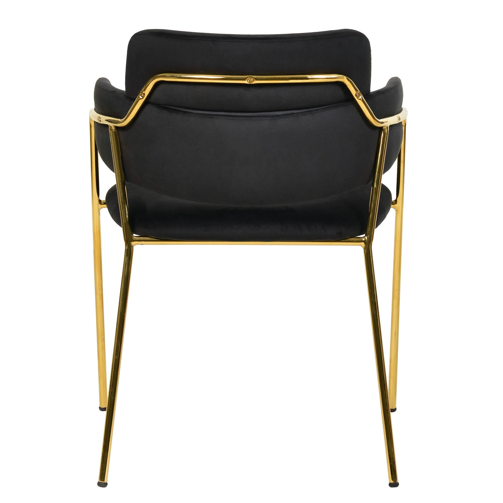 Axis Upholstered Dining Chair with Curved Open - Back and Arms and Black/Gold Stainless Steel Legs
