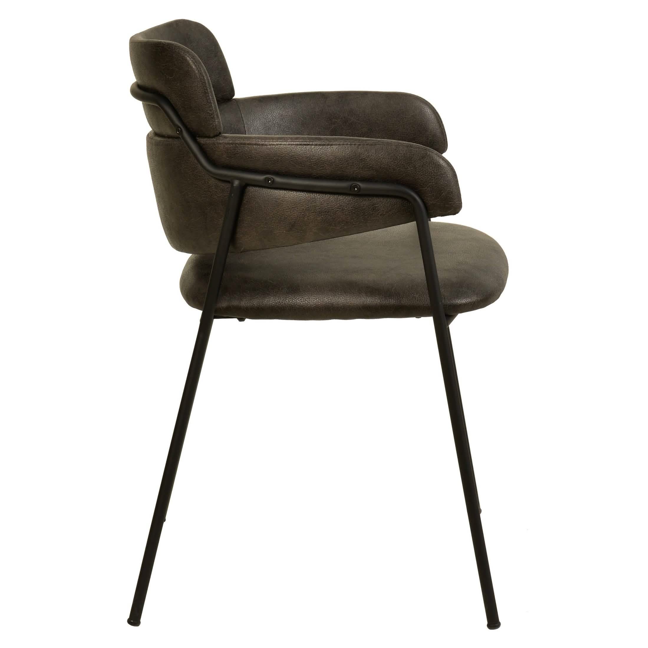 Axis Upholstered Dining Chair with Curved Open - Back and Arms and Black/Gold Stainless Steel Legs