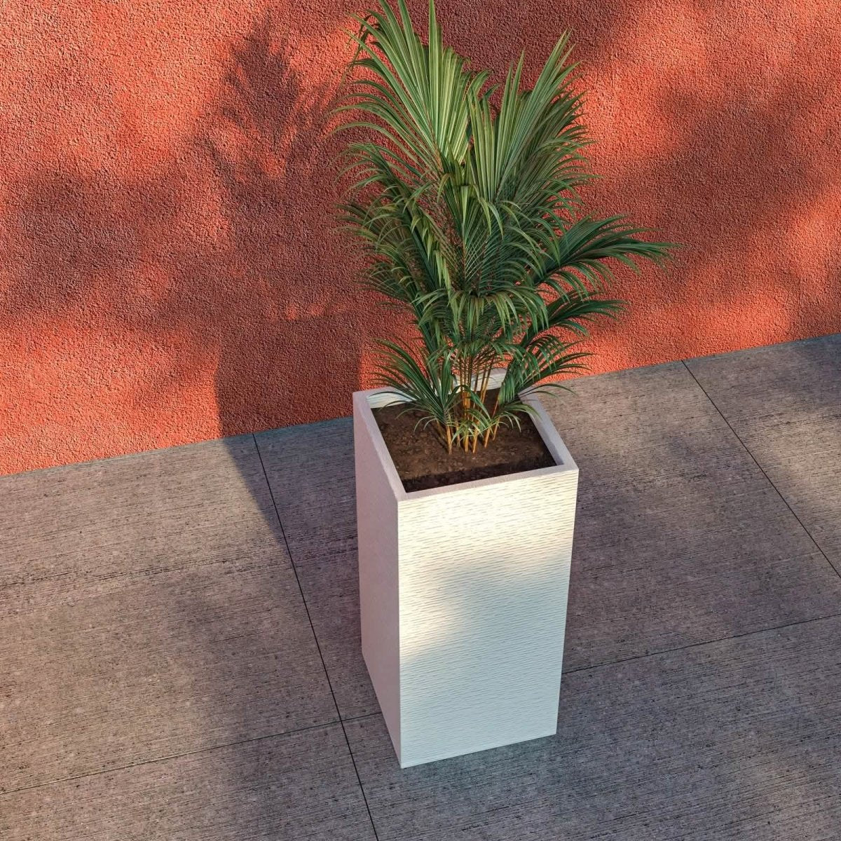 Basalt Fiberstone and MgO Clay Modern Tall Square Planter Pot for Indoor and Outdoor