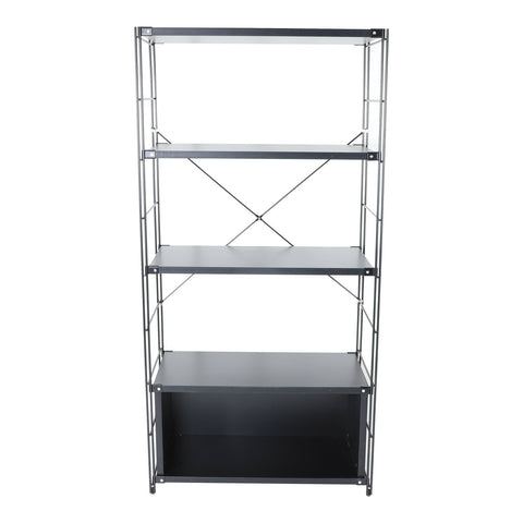 Brentwood Etagere Bookcase with Black Powder Coated Steel Frame and Melamine Board Shelves