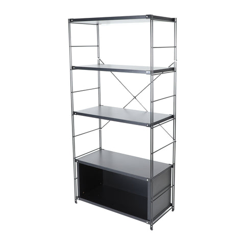 Brentwood Etagere Bookcase with Black Powder Coated Steel Frame and Melamine Board Shelves