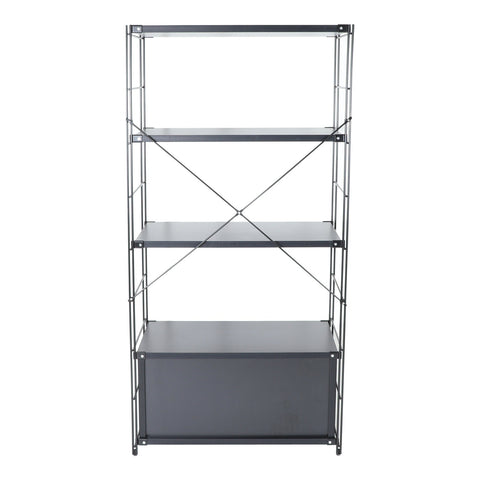 Brentwood Etagere Bookcase with Black Powder Coated Steel Frame and Melamine Board Shelves