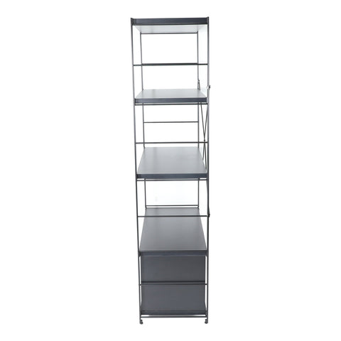 Brentwood Etagere Bookcase with Black Powder Coated Steel Frame and Melamine Board Shelves