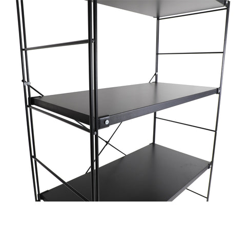 Brentwood Etagere Bookcase with Black Powder Coated Steel Frame and Melamine Board Shelves