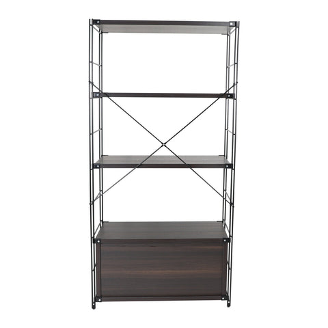 Brentwood Etagere Bookcase with Black Powder Coated Steel Frame and Melamine Board Shelves