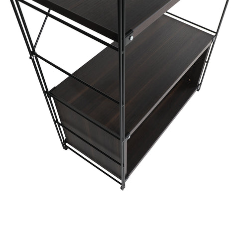 Brentwood Etagere Bookcase with Black Powder Coated Steel Frame and Melamine Board Shelves