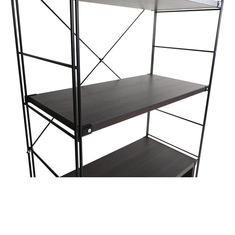 Brentwood Etagere Bookcase with Black Powder Coated Steel Frame and Melamine Board Shelves