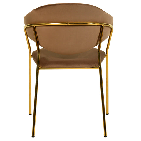 Bella Dining Chair Upholsted in Leather or Velvet in Gold Stainless Steel