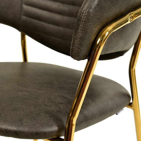 Bella Dining Chair Upholsted in Leather or Velvet in Gold Stainless Steel