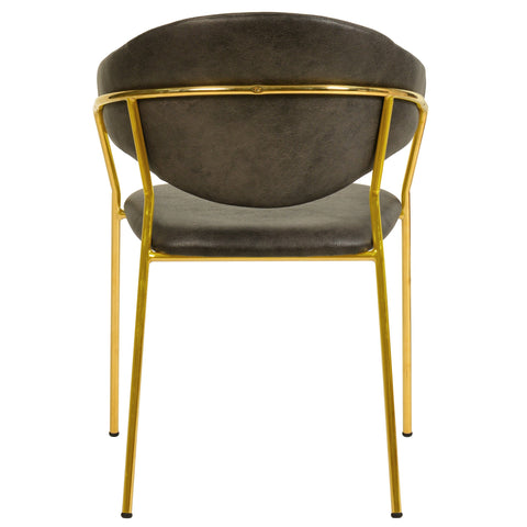 Bella Dining Chair Upholsted in Leather or Velvet in Gold Stainless Steel