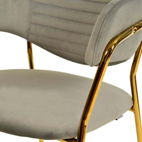 Bella Dining Chair Upholsted in Leather or Velvet in Gold Stainless Steel